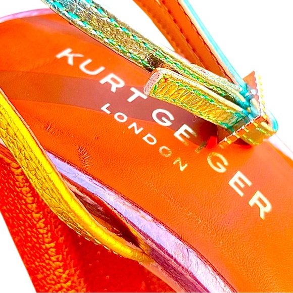 Kurt Geiger Multicolor Metallic Pierre Platform Strappy Sandals Chunky Heels - Picture 3 of 7